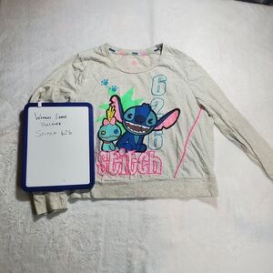 Disney Stitch Womens Large Pullover Long Sleeve Crop Top